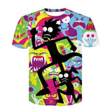 New Fashion Brand T-shirt Hip Hop 3d color Skulls Harajuku Animation
