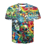 New Fashion Brand T-shirt Hip Hop 3d color Skulls Harajuku Animation