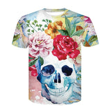 New Fashion Brand T-shirt Hip Hop 3d color Skulls Harajuku Animation