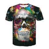 New Fashion Brand T-shirt Hip Hop 3d color Skulls Harajuku Animation
