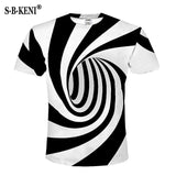 Black And White Vertigo Hypnotic Printing T Shirt