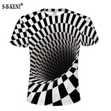 Black And White Vertigo Hypnotic Printing T Shirt